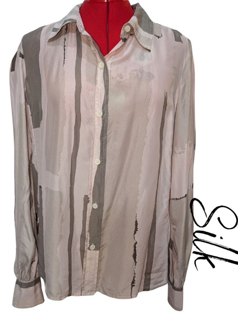 Silk DKNY Abstract Stripe Shirt